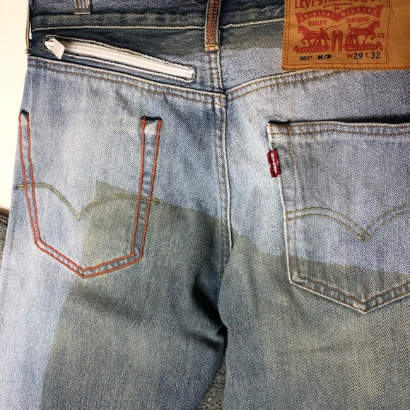 Heron Preston X Levis 501 Jeans Men's Sz 29X32 Deconstructed Denim Buttonfly - Picture 9 of 11